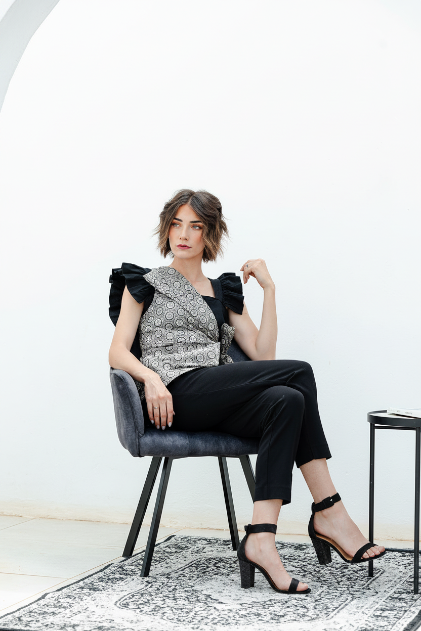 Kali Non-Reversible One-Shoulder Printed Wrap Vest