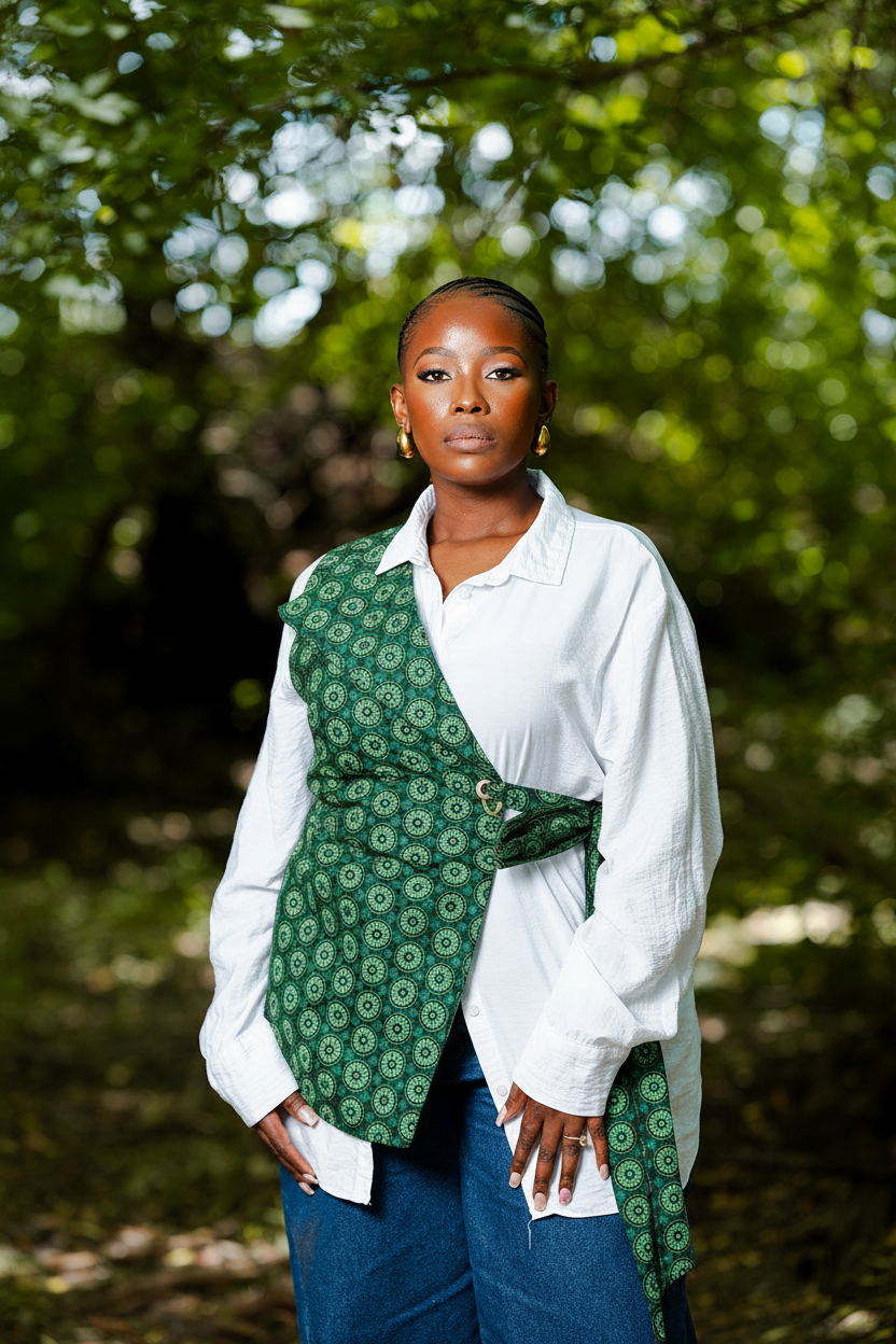 Kali Non-Reversible One-Shoulder Printed Wrap Vest