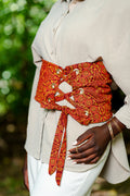 Ankara Adjustable Asymmetrical African Print Belt (Reversible Leather)