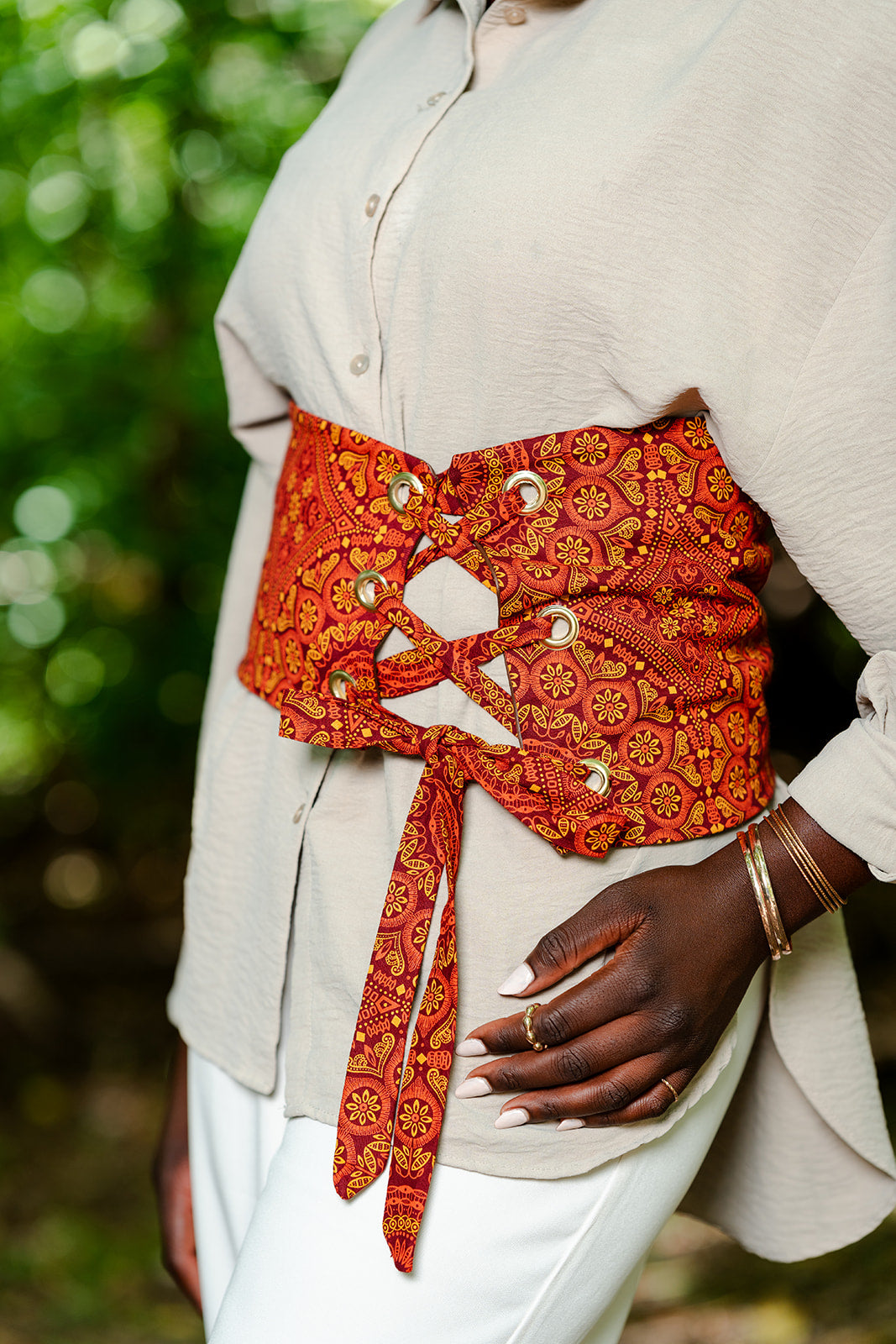 Ankara Adjustable Asymmetrical African Print Belt (Reversible Leather)